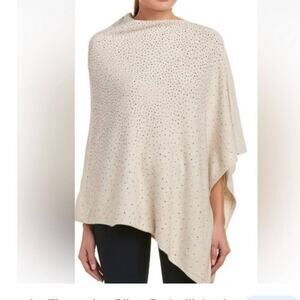 La Florentina Women's Size OS Bling Embellished All Weather Poncho Oatmeal